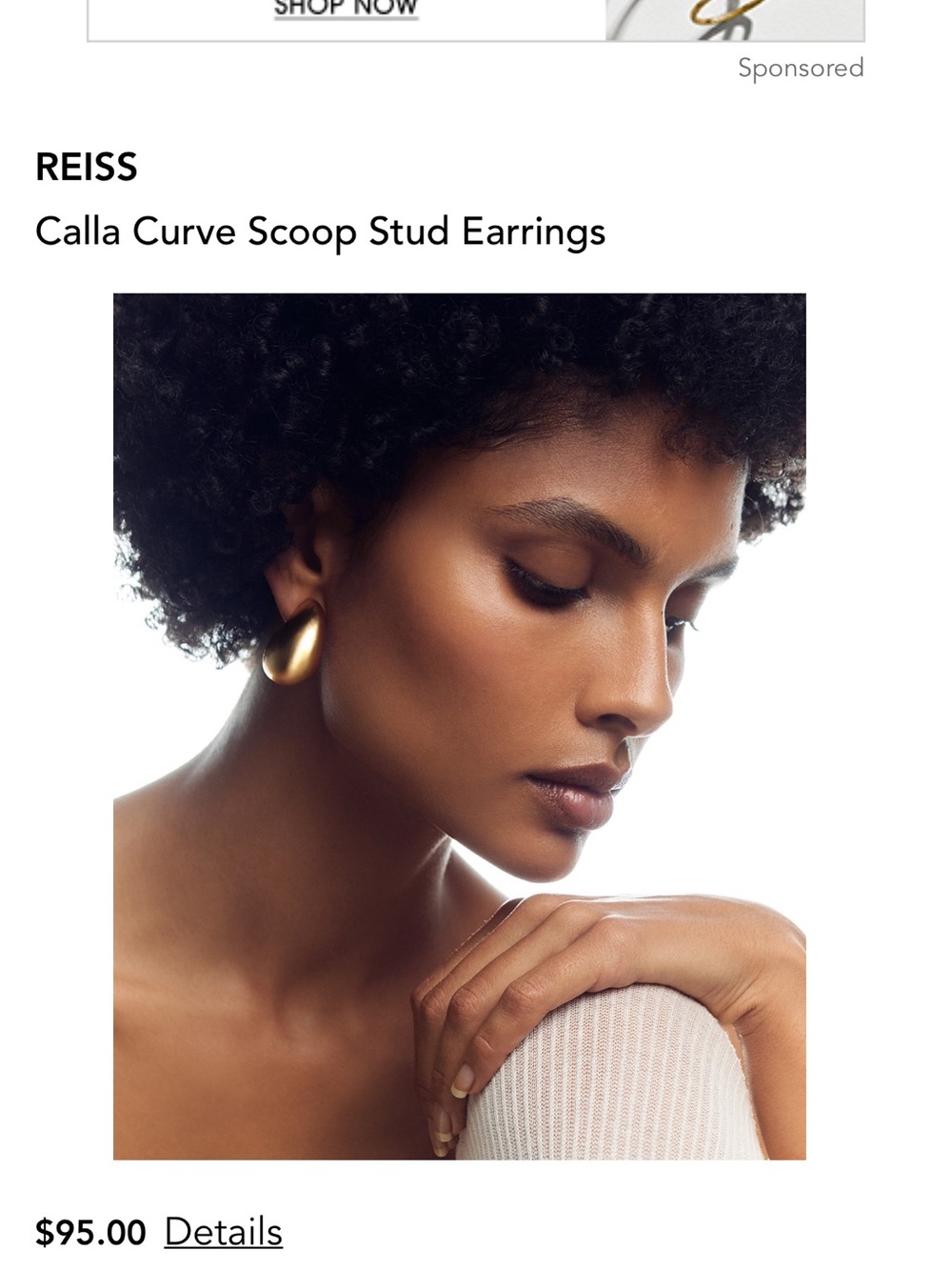 Reiss Cala Curve Scoop Stud Earings